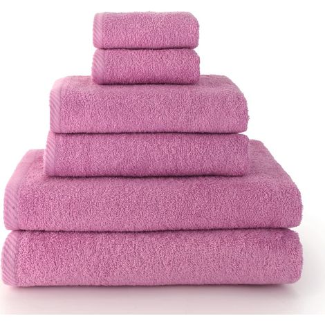 Lot de 2 essuie-Mains, 2 Serviettes de Bain ou de Douche et 2 Serviettes de Bidet - Lot de Serviettes de Toilette - 100% Coton - 500 g/m² - Mauve (1/5)