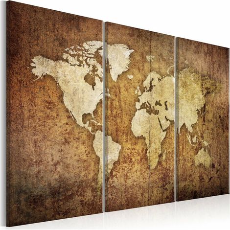 Tableau texture brune de carte du monde - 120 x 80 cm (1/4)