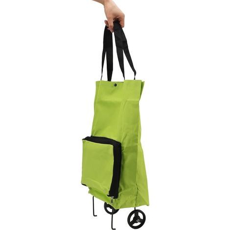 Carrello della spesa pieghevole, carrello della spesa con ruote, carrello della spesa pieghevole con cinghie per la spesa, verde (verde) (1/5)