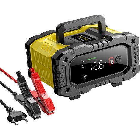 Chargeur de Batterie, 12V/24V 10A avec Fonction de Réparation, Protection de Charge,Écran LCD,Charge Automatique en 7 Étapes, Pour Voiture, Moto, Camion, (1/5)