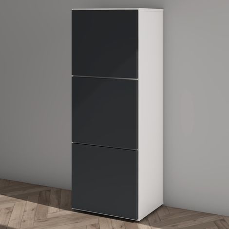 Mai & Mai Scarpiera Portascarpe 45x36x120cm, Porta Scarpe Armadio Scaffale Portascarpe 3 Ante + 6 Scomparti per Ingresso Soggiorno, Camera da Letto Schuhschrank02, Bianco opaco+Antracite opaco