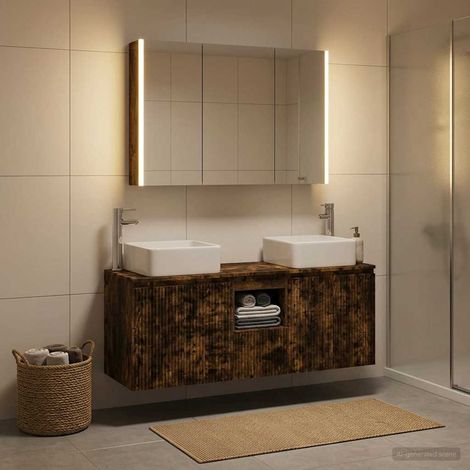 vidaXL Bathroom Cabinet Set 4 pcs Smoked Oak Engineered Wood (1/5)