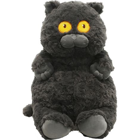 Weiche und niedliche Plüschkatze, schwarzes Kuschelkissen zum Schlafen – ideale Heimdekoration (1/5)