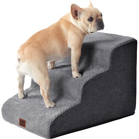 Hundetreppe mit 3 Stufen, hochdichtem Schaumstoff, rutschfester Oberfläche und waschbarem Bezug für Schlafsofas (1/5)
