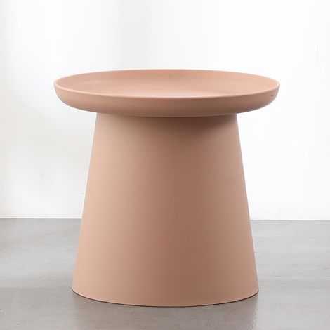 Table d’appoint ronde rose en plastique, petite table basse moderne et minimaliste pour salon, bout de canapé, balcon, chambre et petits espaces (1/5)