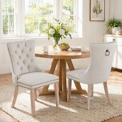 MEUBLIV Silla de comedor 65x50x95 cm beige – respaldo alto, pack de 2 (1/5)