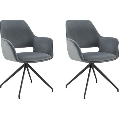 CHITA Polsterstuhl 2er Set, 360° drehbar, ergonomisch mit Rückenlehne, Samt, Metallgestell, Esszimmerstuhl, Bürostuhl, Küchenstuhl, 4-Fuß-Stuhl