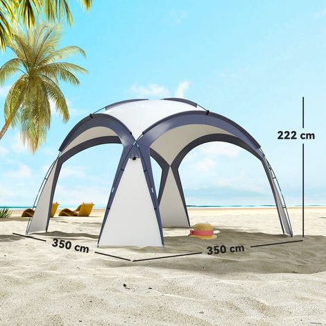Kuppelzelt für 6-8 Personen, Pavillon, Schutz vor Sonne und Nieselregen, 3,5 x 3,5 x 2,22 m, Cremeweiß