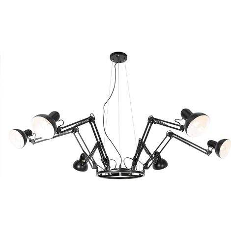 QAZQA Lampada a sospensione hobby spinne - Industriale - Acciaio - Nero - Tondo Max. 6 x Watt