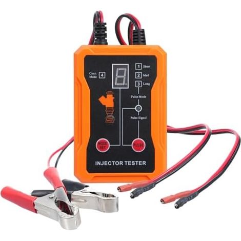 Kit D'outils de Nettoyant pour Testeur D'injecteur Carburant, 8 Modes D'impulsion avec 4 Adaptateurs D'injecteur, Protection Court-Circuit (Orange) ORANGE - (1/5)