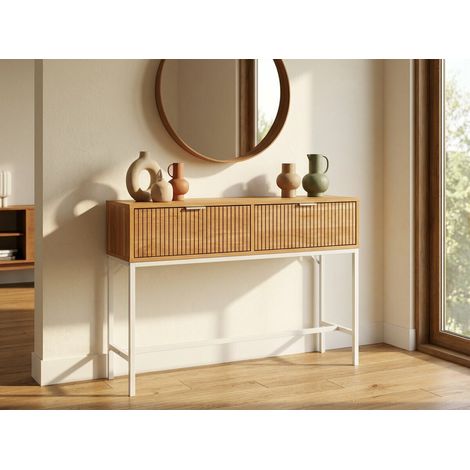 Console à façades rainurées, chêne, 100 cm (1/5)