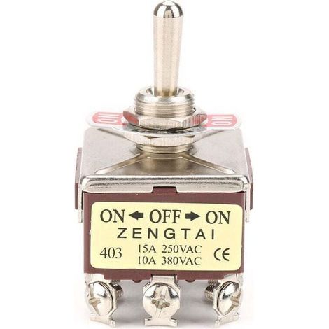 Interruptor basculante metálico Ulisem 4PDT ON/OFF/(ON) momentáneo, 3 posiciones, 15 A 250 V CA, 10 A 380 V CA, CE (1/4)