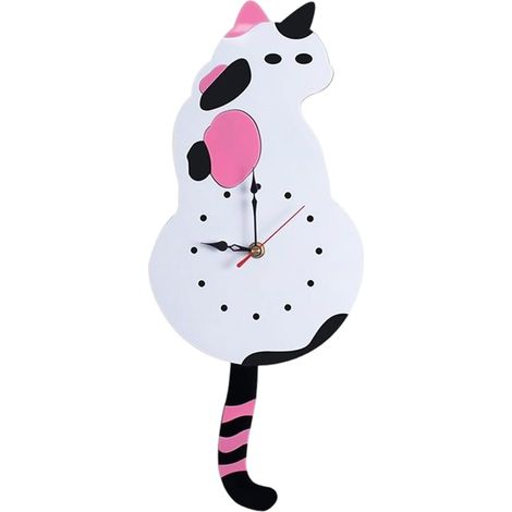 Pendule Chat Vintage Jolie Pendule Décorative Silencieuse Sans Tic-Tac Horloge Murale Animale à Queue Balançante Pour Intérieur Chambre Cuisine Bureau Décoration Murale Amusante Pour Amateurs (1/5)