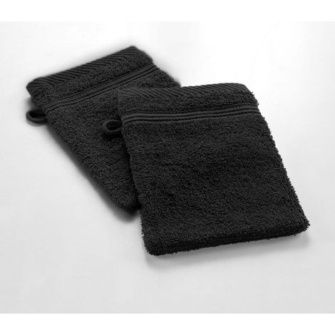Lot de 2 gants de toilette 15 x 21 cm Tendresse noir