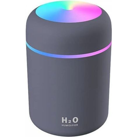Mini humidificateur coloré et frais, diffuseur d'huiles essentielles, pour voiture, bureau, chambre, etc. (gris) (1/5)