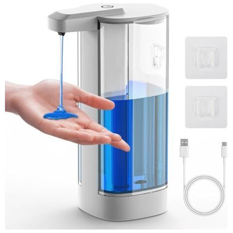 Distributore automatico di sapone liquido, distributore di sapone per le mani senza contatto da 500 ml, regolabile su 4 livelli con sensore a infrarossi (1/5)