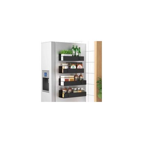 Etagère Réfrigérateur,Lot de 4 Étagère à Épices Magnétique pour Réfrigérateur,sans perçage,aimants Suspendus,Etagère Réfrigérateur Magnétique,pour Organisation de Cuisine et Micro Ondes 29+27CM