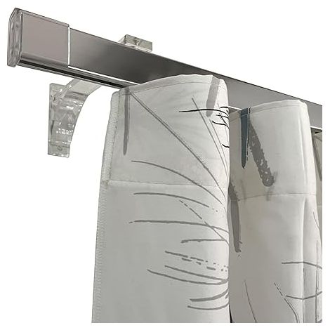 TENDAGGIMANIA Binario Tenda Soffitto/ Parete Piatto Moderno - Ideale anche per Tenda Wave - Completo di Tappi e Supporti -Misura: 100 cm - Colore Cromo