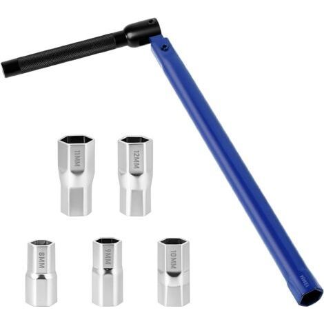 Clé de robinet, Outil pour L'installation de Robinets 8-12 mm, Robinet D'évier Clé, En acier de qualité - Jeu de Clés pour Écrou de Robinet pour robinet de lavabo, installations sanitaires (Bleu) (1/5)