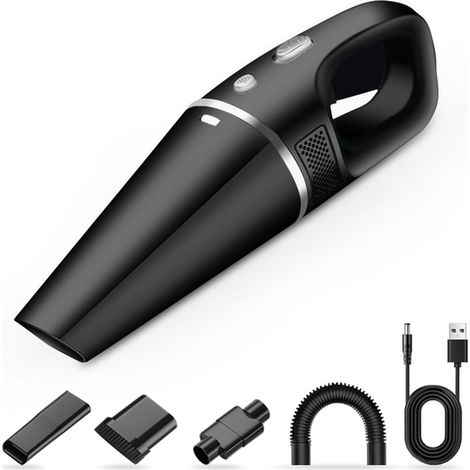 Aspirateur à Main sans Fil, 20000Pa 120 W Aspirateur Voiture Puissant Silencieux, USB Rechargeable, Batterie 2×2000mAh