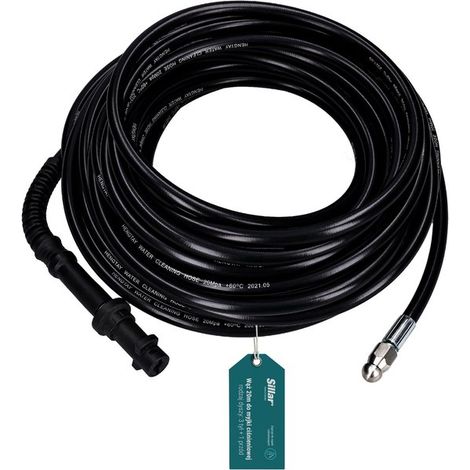 Tuyau de débouchage pour canalisations et égouts – Tuyau haute pression avec 3+1 buses – 20 m pour Kärcher K2–K7 – 200 bars (1/4)