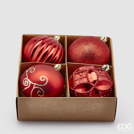EDG Enzo De Gasperi Palla Natale Poly Mix D 10 Cm Cf 4 Pz Red
