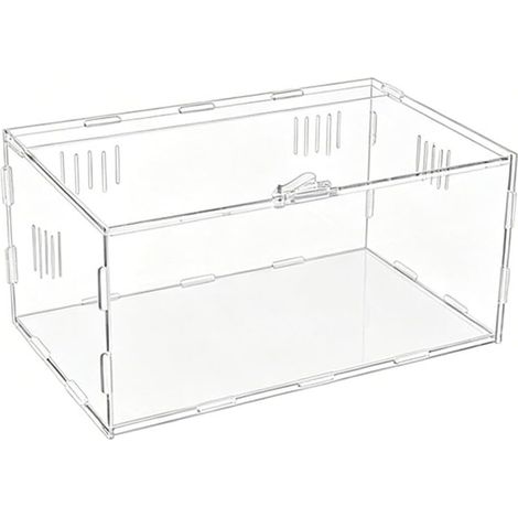 Boîte Élevage Acrylique Transparente pour Araignées(40 25 20cm) Design clapet sécurisé, trous ventilation 3 faces, circulation air optimale, empêche évasion (1/5)