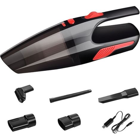 Mini aspirateur de Voiture DC12V 120W, aspirateur portatif à Main avec Filtre HEPA Lavable, Allume-Cigare, LED intégrée, Puissance d'aspiration élevée et Jeu de brosses à buse Inclus (1/5)