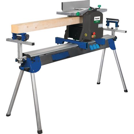 Holzstar – Pack raboteuse-dégauchisseuse 1,5kW 204mm – Moteur 230V – Avance automatique – Table en fonte d'aluminium – Établi mobile UWT3200