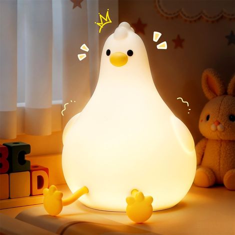 Veilleuse Bébé Tactile avec 6 Couleurs, Veilleuse Enfant LED en Silicone Souple Rechargeable USB 2000mAh, Lampe de Chevet sans Fil Mignonne à Intensité Variable pour Garçons Filles Nouveau-né (1/5)