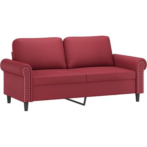 Canapé à 2 places,Sofa pour Salon,Banquette Rouge bordeaux 140 cm Similicuir CFW973570 (1/5)