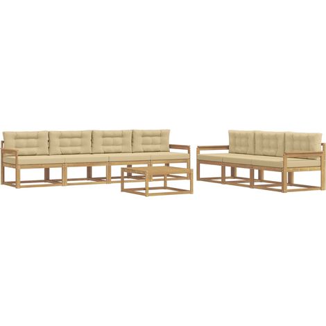Set di divani da esterno 7 pz 7-Posti Bianco e Beige vidaXL (1/5)