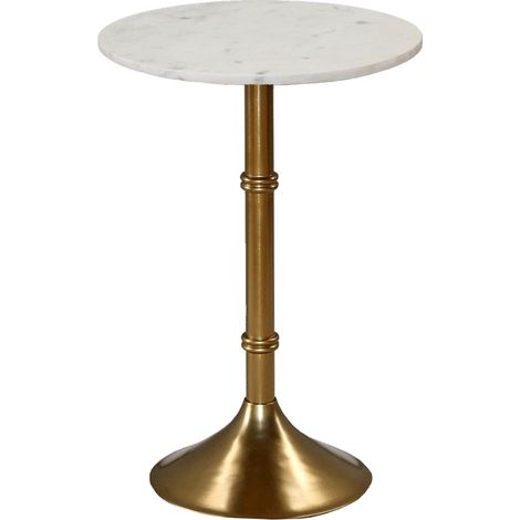 Table basse dorée marbre blanc 46x61cm