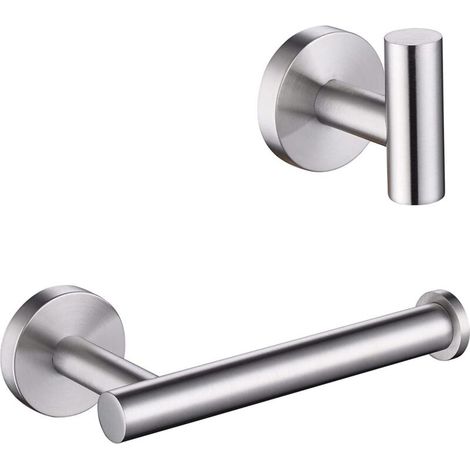 Portarotolo da parete con ganci, autoadesivo, in acciaio inox 304, per WC e bagno, colore argento.