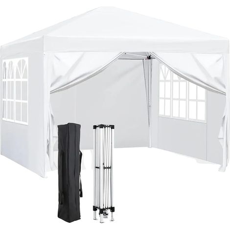 Faltpavillon, Maße 3 x 3 m, maximale Höhe 200 cm, Stahlgestell, weiß (1/2)