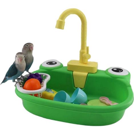 Baignoire automatique pour perroquet avec robinet, petite boîte de bain multifonctionnelle pour oiseaux (1/4)