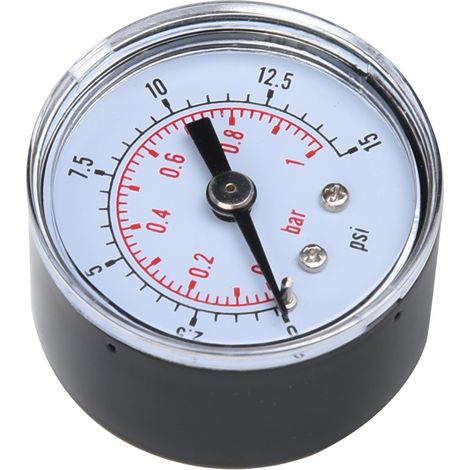 Mechanisches Manometer für Luft, Öl und Wasser, 1/8" BSPT-Rücklaufanschluss (0-15 psi 0-1 bar) (1/5)