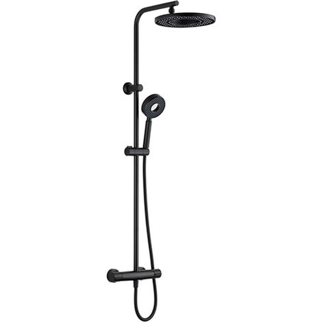 Edouard Rousseau – Colonne de douche thermostatique HOOP – Tête de douche Ø250 mm orientable – Douchette 1 jet pluie – Flexible inox 1,50 m – Mitigeur à corps froid (1/2)