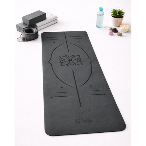 Tappetino bicolore da donna per yoga, pilates, fitness, con linee di orientamento, antiscivolo (1/5)