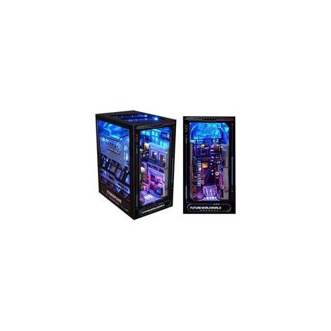 3D Book Nook Kit pour Adultes, Serre-Livres Puzzle en Bois Cyberpunk avec Capteur de Lumière, DIY Décor D'insertion de Bibliothèque Modèle, Cadeaux Spéciaux pour Les Adolescents