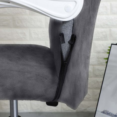 Housse de fauteuil de bureau pivotant en velours gris (1/5)