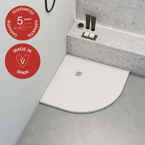Receveur de douche Poalgi, extraplat, semi-circulaire, blanc , L.80 x l.80 cm, finition ardoise, série Hos's