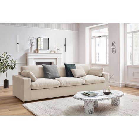 Bobochic – Canapé droit fixe 4 places BELAIR – Tissu 100% polyester – Structure en bois certifié FSC – Confort moelleux et durable (1/5)