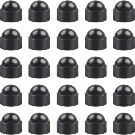 Pair Lot de 25 capuchons à vis M8 en plastique noir - Capuchons hexagonaux standard durables (1/4)