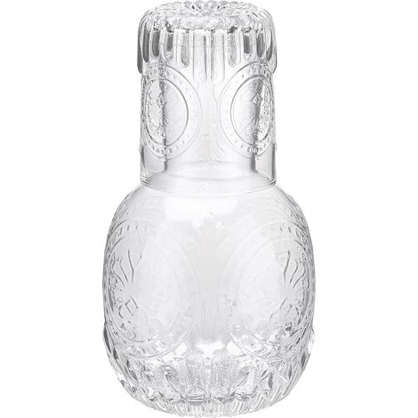 juego de jarra de agua, vidrio grueso estilo retro, vaso transparente, para dormitorio y baño. (1/5)