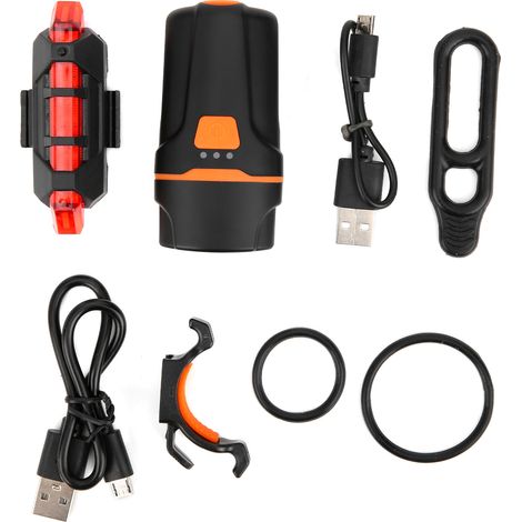 Vélo Feu Avant et Arrière Intégré, Rechargeable USB, Haute Luminosité, 6 Modes, Équipement de Conduite Nocturne (1/5)