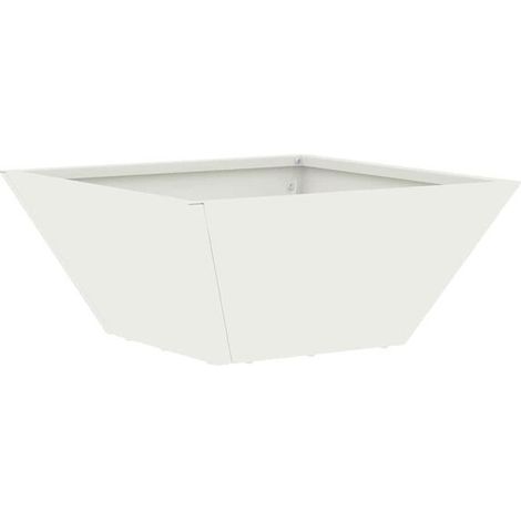 Pot de fleurs blanc pour jardin, 35 x 35 x 15 cm, acier laminé à froid (1/5)