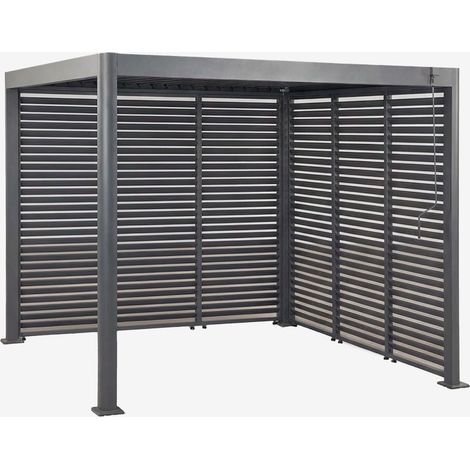 Pérgola bioclimática de aluminio con lamas y paneles laterales Druvia SKLUM 3x3 m (1/5)