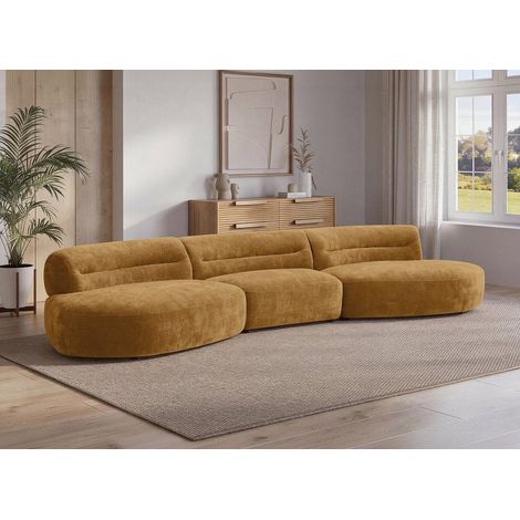 Canapé droit fixe 6 places en velours tissé moutarde IMENIA (1/5)