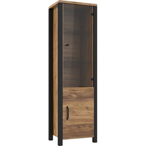 Vitrine Lyam mit 2 Türen, Holzoptik und Schwarz, 191cm (1/5)